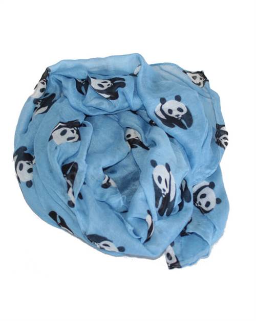 Lys blå tørklæde med panda motiv